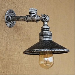 Aplique de pared con luz ambiental de estilo rústico tipo cabaña, color plateado