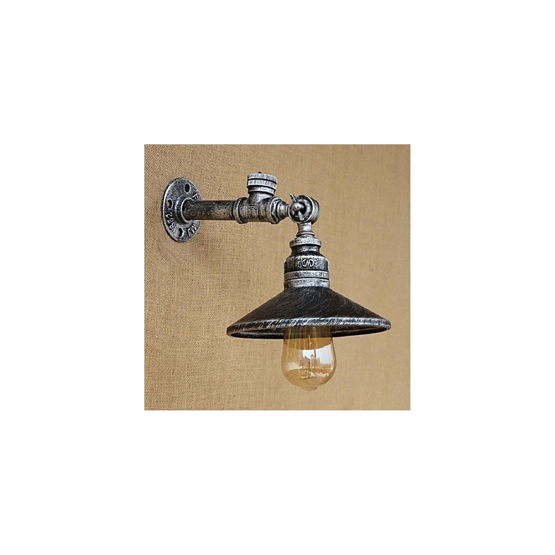 Aplique de pared con luz ambiental de estilo rústico tipo cabaña, color plateado