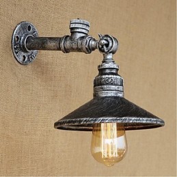 Aplique de pared con luz ambiental de estilo rústico tipo cabaña, color plateado