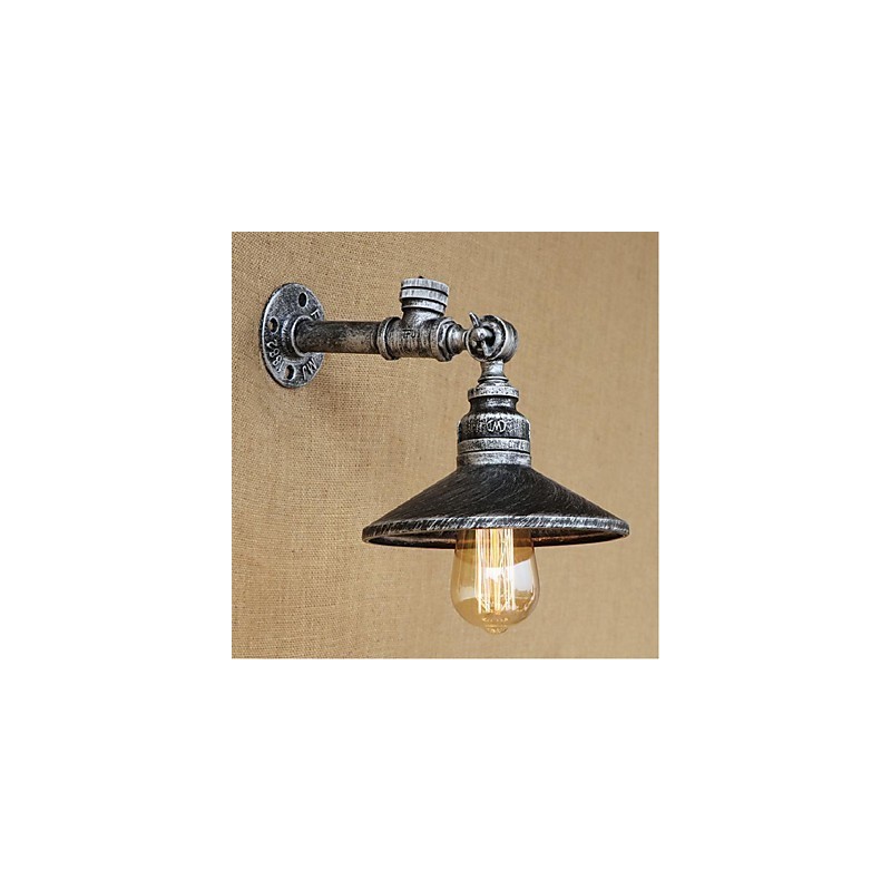 Aplique de pared con luz ambiental de estilo rústico tipo cabaña, color plateado