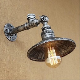 Aplique de pared con luz ambiental de estilo rústico tipo cabaña, color plateado