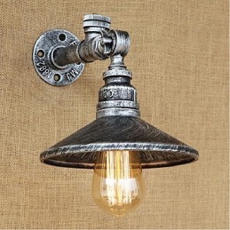 Aplique de pared con luz ambiental de estilo rústico tipo cabaña, color plateado