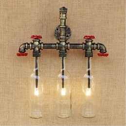 Lámpara de pared con interruptor de viento industrial retro para botella de agua