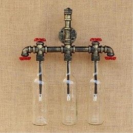Lámpara de pared con interruptor de viento industrial retro para botella de agua