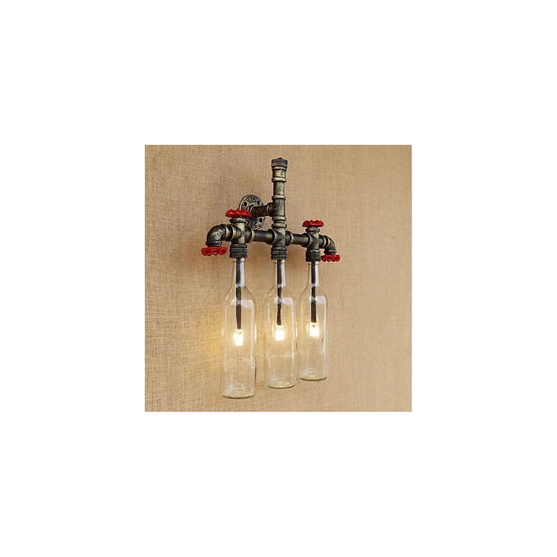 Lámpara de pared con interruptor de viento industrial retro para botella de agua