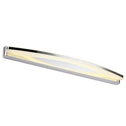 Aplique de pared moderno y contemporáneo en cromo para iluminación ambiental de baño.