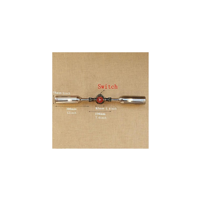 Lámpara de pared estilo retro americano con diseño de botella de agua, estilo industrial creativo, color gris