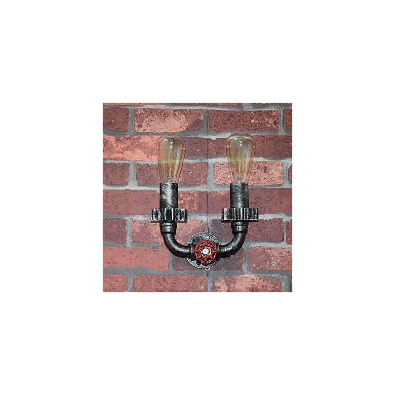 Lámparas de pared de metal industriales vintage de 2 cabezales para decoración de restaurantes, cafeterías y bares.
