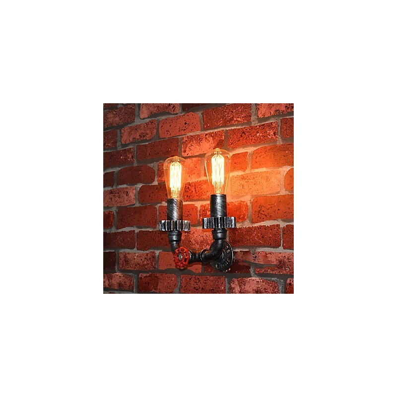 Lámparas de pared de metal industriales vintage de 2 cabezales para decoración de restaurantes, cafeterías y bares.