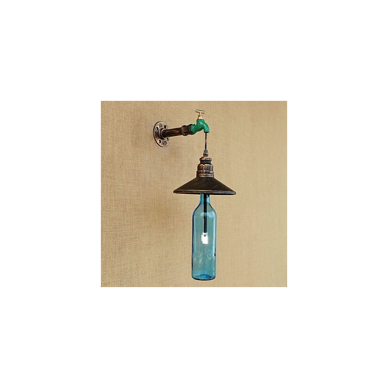 Lámpara de pared con forma de botella de tubo de hierro para decoración de hotel o bar retro