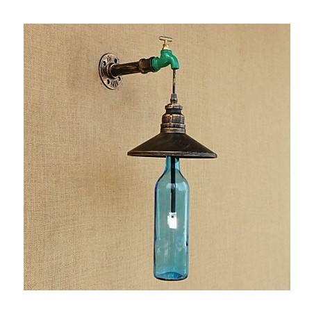 Lámpara de pared con forma de botella de tubo de hierro para decoración de hotel o bar retro Lámpara de pared con forma de botella de tubo de hierro para decoración de hotel o bar retro