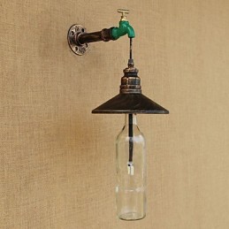Lámpara de pared con forma de botella de tubo de hierro para decoración de hotel o bar retro