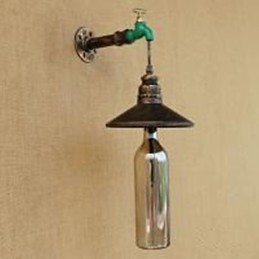 Lámpara de pared con forma de botella de tubo de hierro para decoración de hotel o bar retro