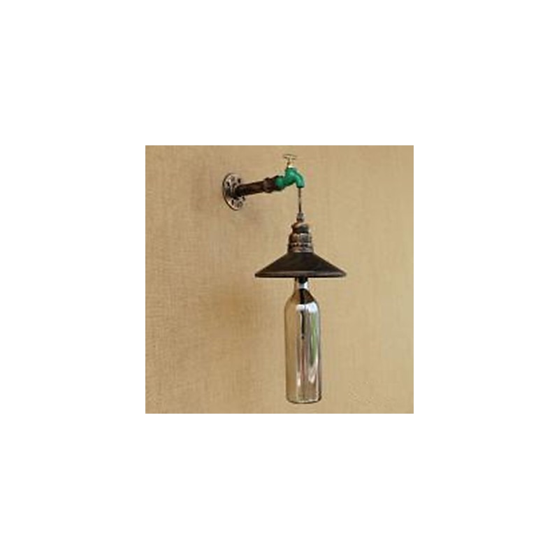 Lámpara de pared con forma de botella de tubo de hierro para decoración de hotel o bar retro