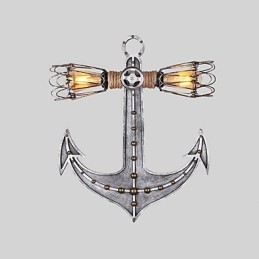Lámparas de pared industriales vintage con forma de ancla de barco de madera, iluminación creativa para decoración de restaurantes, cafeterías y bares.