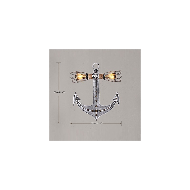 Lámparas de pared industriales vintage con forma de ancla de barco de madera, iluminación creativa para decoración de restaurantes, cafeterías y bares.