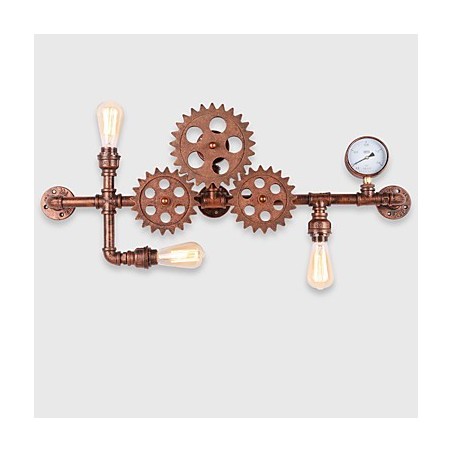 Lámparas de pared de tubo industriales vintage con forma de timón de madera, luces giratorias creativas, iluminación decorativa para restaurantes, cafeterías y bares.