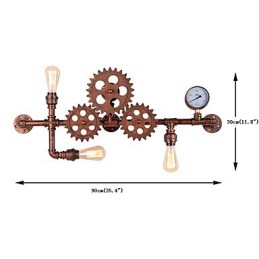 Lámparas de pared de tubo industriales vintage con forma de timón de madera, luces giratorias creativas, iluminación decorativa para restaurantes, cafeterías y bares.