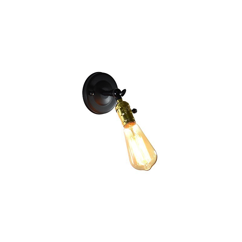 Lámpara de pared de hierro negra, lámpara de pared retro simple, lámpara de pared decorativa de un solo cabezal, estilo europeo