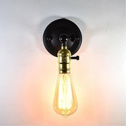 Lámpara de pared de hierro negra, lámpara de pared retro simple, lámpara de pared decorativa de un solo cabezal, estilo europeo