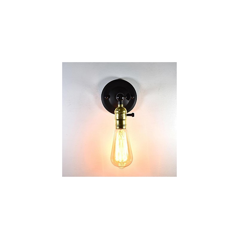 Lámpara de pared de hierro negra, lámpara de pared retro simple, lámpara de pared decorativa de un solo cabezal, estilo europeo