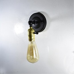 Lámpara de pared de hierro negra, lámpara de pared retro simple, lámpara de pared decorativa de un solo cabezal, estilo europeo