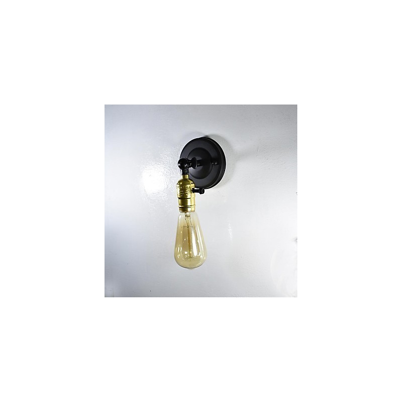 Lámpara de pared de hierro negra, lámpara de pared retro simple, lámpara de pared decorativa de un solo cabezal, estilo europeo