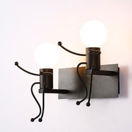 Aplique de pared industrial vintage de metal con forma de robot, estilo loft, rústico, para bar, cafetería, entrada, pasillo, lámpara de pared, color blanco y negro opcional.