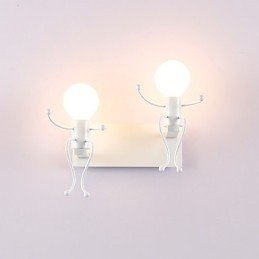 Aplique de pared industrial vintage de metal con forma de robot, estilo loft, rústico, para bar, cafetería, entrada, pasillo, lámpara de pared, color blanco y negro opcional.