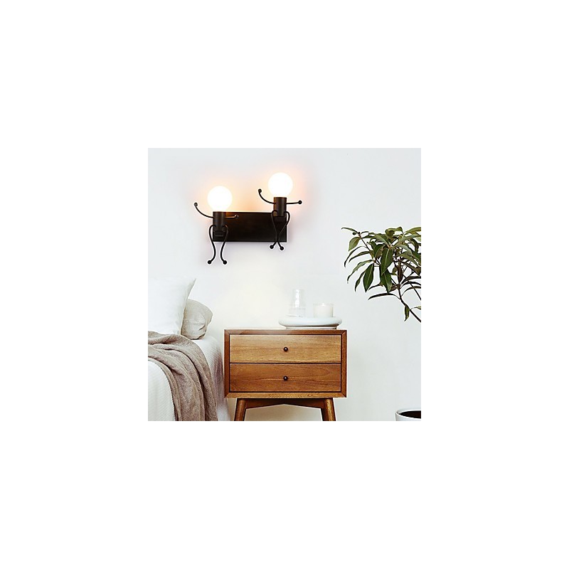 Aplique de pared industrial vintage de metal con forma de robot, estilo loft, rústico, para bar, cafetería, entrada, pasillo, lámpara de pared, color blanco y negro opcional.