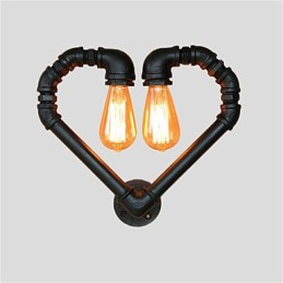 Lámpara de pared creativa con forma de corazón y tubería de agua vintage, estilo industrial, para sala de estar, restaurante, bar, cafetería, decoración de pared.
