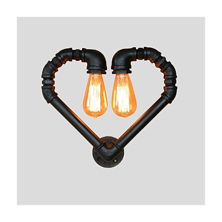 Lámpara de pared creativa con forma de corazón y tubería de agua vintage, estilo industrial, para sala de estar, restaurante, bar, cafetería, decoración de pared. Lámpara de pared creativa con forma de corazón y tubería de agua vintage, estilo industrial, para sala de estar, restaurante, bar, cafetería, decoración de pared.