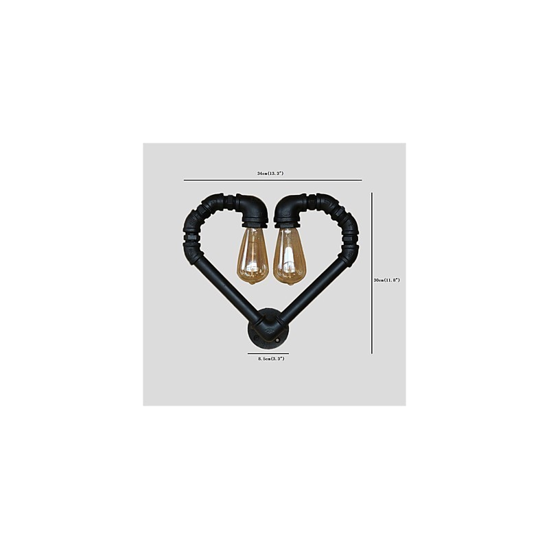 Lámpara de pared creativa con forma de corazón y tubería de agua vintage, estilo industrial, para sala de estar, restaurante, bar, cafetería, decoración de pared.