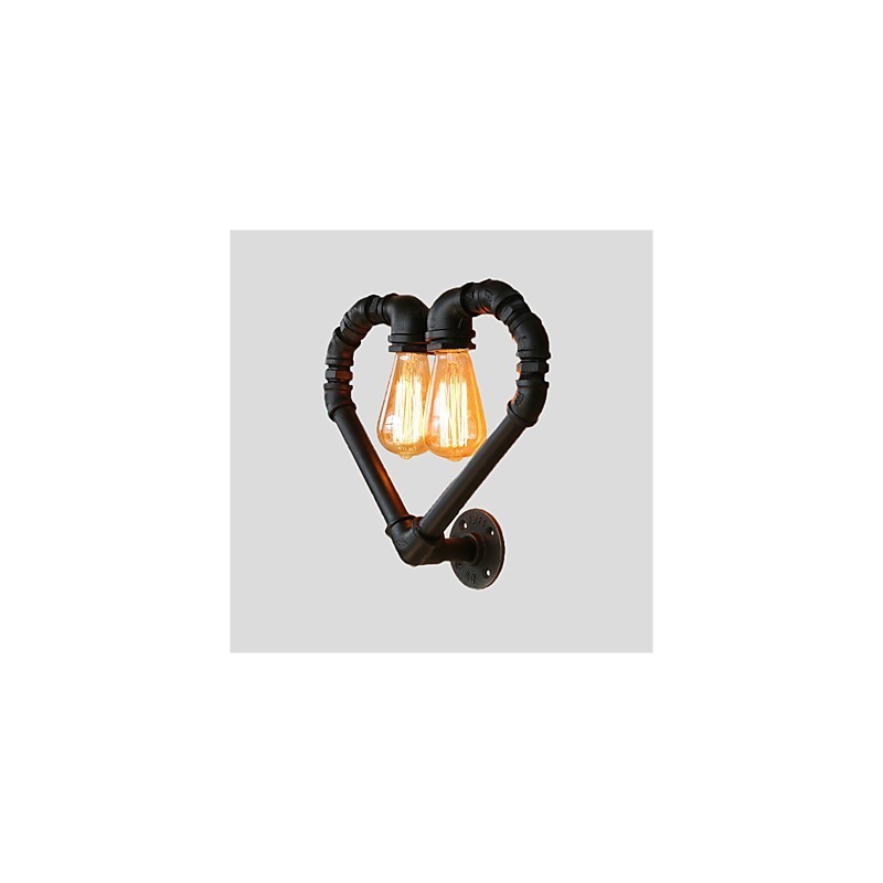 Lámpara de pared creativa con forma de corazón y tubería de agua vintage, estilo industrial, para sala de estar, restaurante, bar, cafetería, decoración de pared.