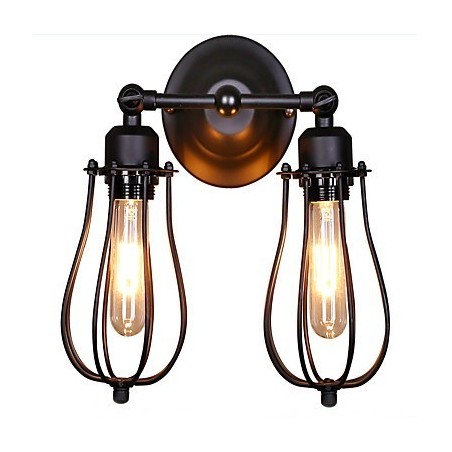 Aplique de pared con luz ambiental de brazo oscilante, estilo rústico clásico tradicional, con pintura campestre.