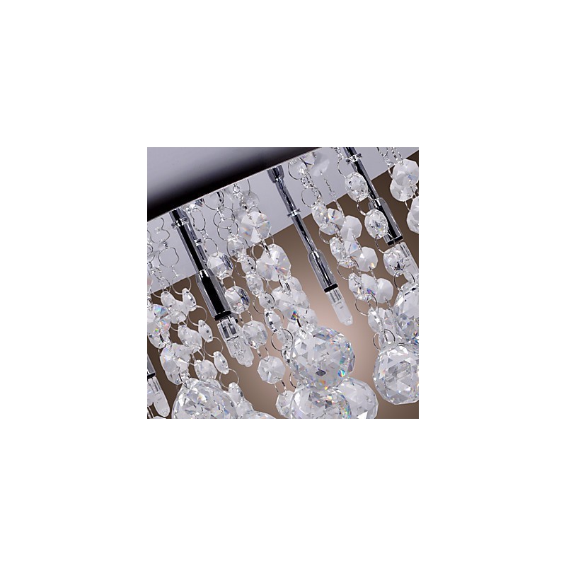 Lámpara de techo moderna contemporánea de metal cromado y cristal