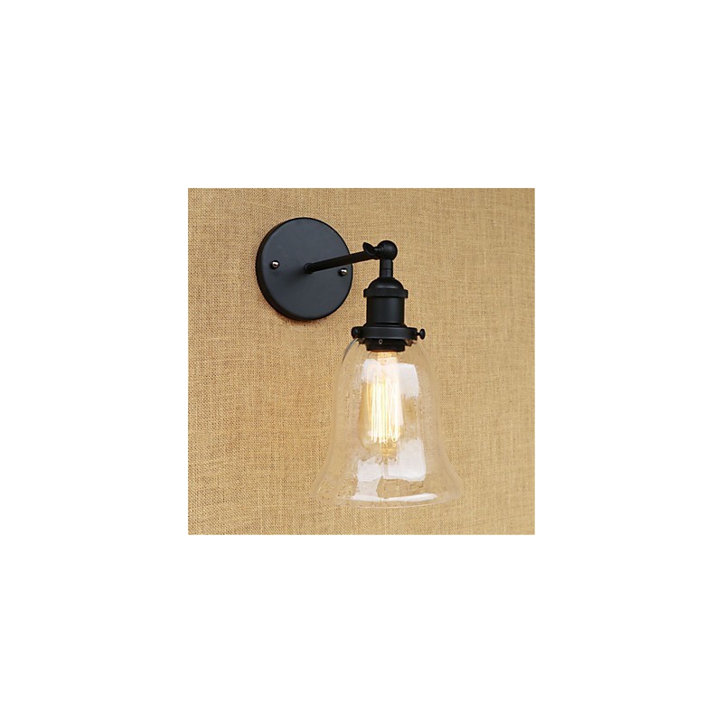 Apliques de pared con luz ambiental de estilo retro campestre con acabado galvanizado para protección ocular en miniatura.