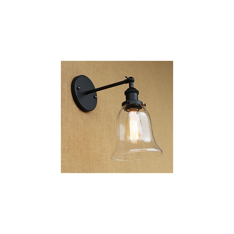 Apliques de pared con luz ambiental de estilo retro campestre con acabado galvanizado para protección ocular en miniatura.