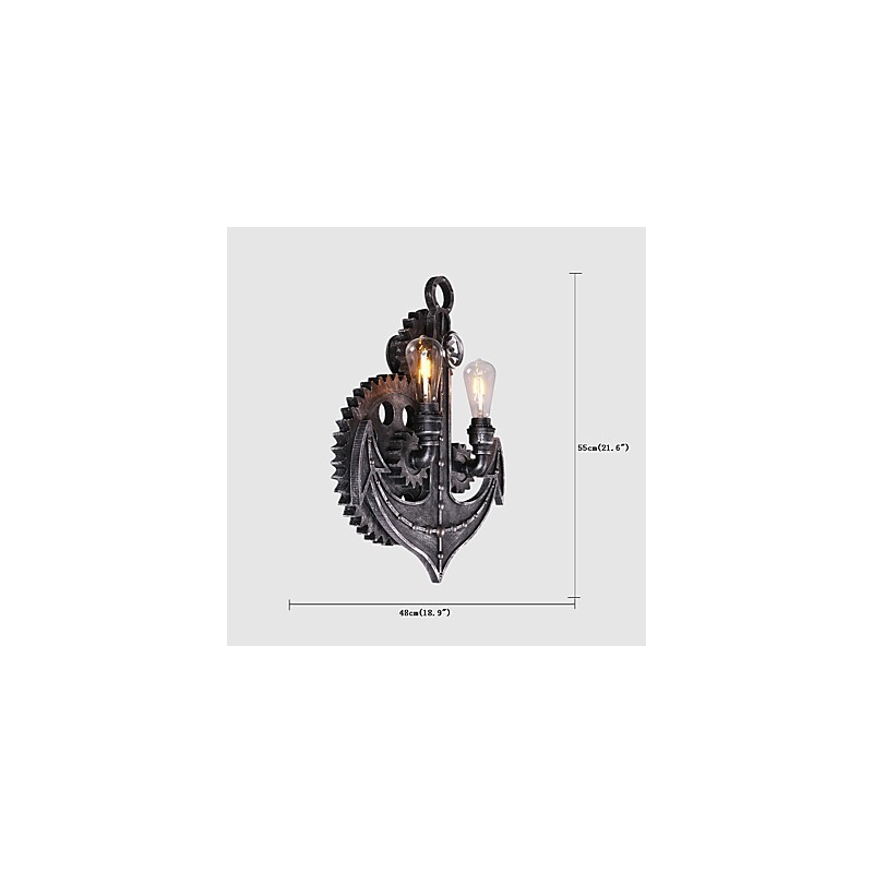 Lámparas de pared industriales vintage con forma de engranaje de madera, luces giratorias creativas, iluminación decorativa para restaurantes, cafeterías y bares.