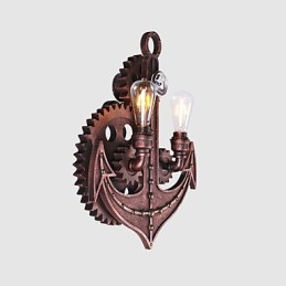 Lámparas de pared industriales vintage con forma de engranaje de madera, luces giratorias creativas, iluminación decorativa para restaurantes, cafeterías y bares.