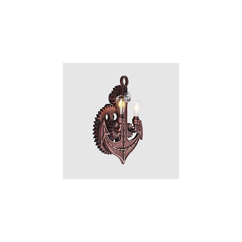 Lámparas de pared industriales vintage con forma de engranaje de madera, luces giratorias creativas, iluminación decorativa para restaurantes, cafeterías y bares.