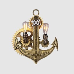 Lámparas de pared industriales vintage con forma de engranaje de madera, luces giratorias creativas, iluminación decorativa para restaurantes, cafeterías y bares.