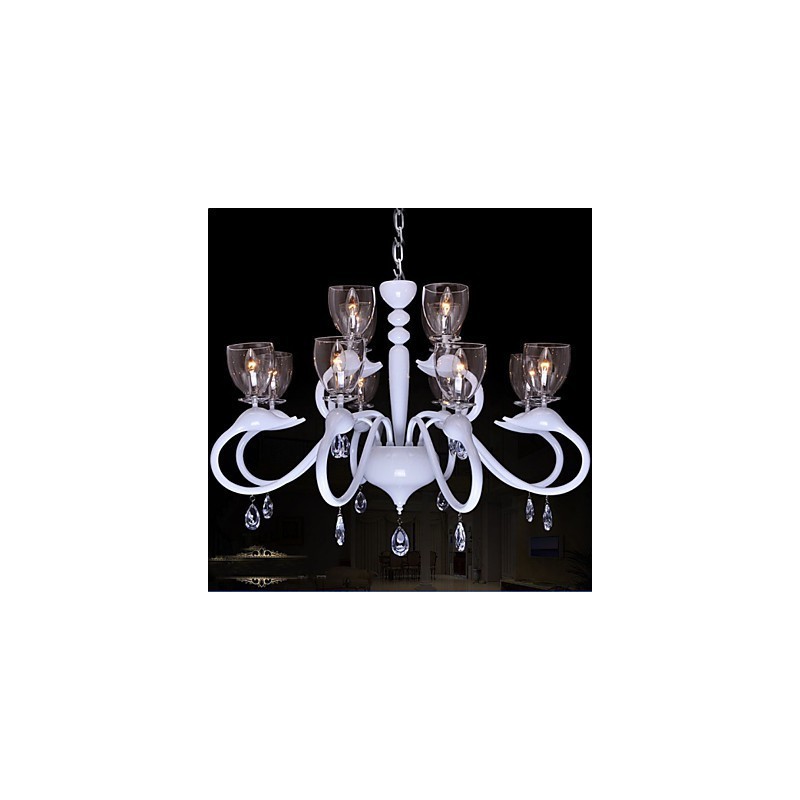 Lámpara colgante de cristal estilo europeo con forma de cisne, 12 luces, individualidad creativa