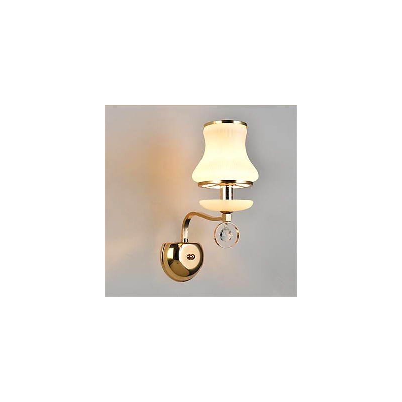 Lámpara de pared de luz ambiental moderna y contemporánea con acabado galvanizado, estilo mini de cristal, con protección ocular.