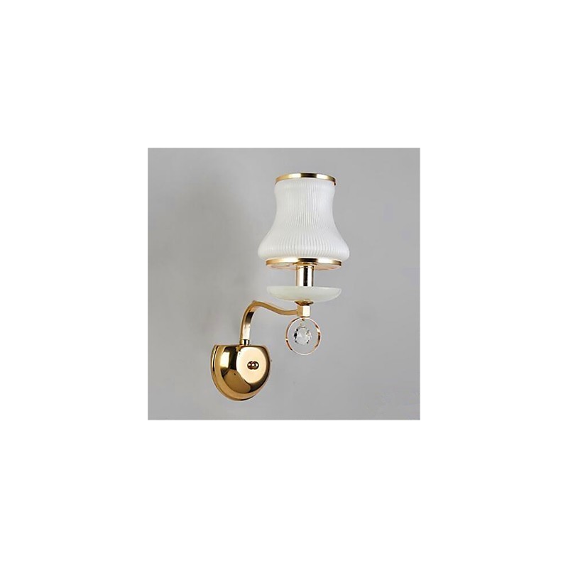Lámpara de pared de luz ambiental moderna y contemporánea con acabado galvanizado, estilo mini de cristal, con protección ocular.