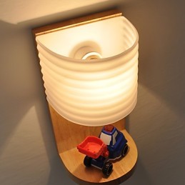 Lámpara de pared sencilla, lámpara de noche, lámpara de escritorio con pantalla de vidrio y madera maciza para dormitorio, tocador, sala de estar, habitación de bebé, dormitorio universitario, mesa de centro, librería