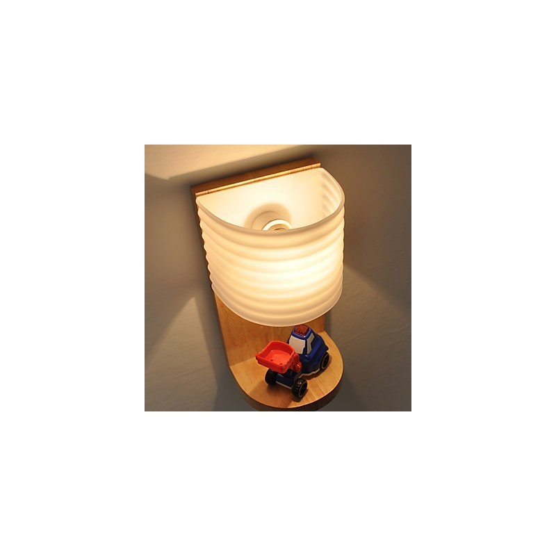 Lámpara de pared sencilla, lámpara de noche, lámpara de escritorio con pantalla de vidrio y madera maciza para dormitorio, tocador, sala de estar, habitación de bebé, dormitorio universitario, mesa de centro, librería