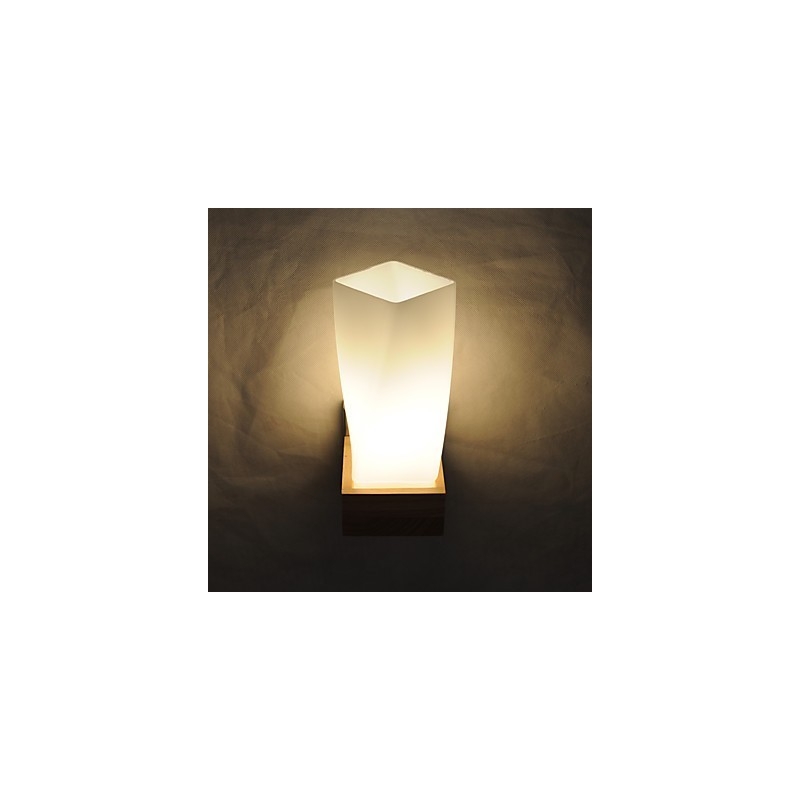 Lámpara de pared sencilla, lámpara de noche, lámpara de escritorio con pantalla de vidrio y madera maciza para dormitorio, tocador, sala de estar, habitación de bebé, dormitorio universitario, mesa de centro, librería