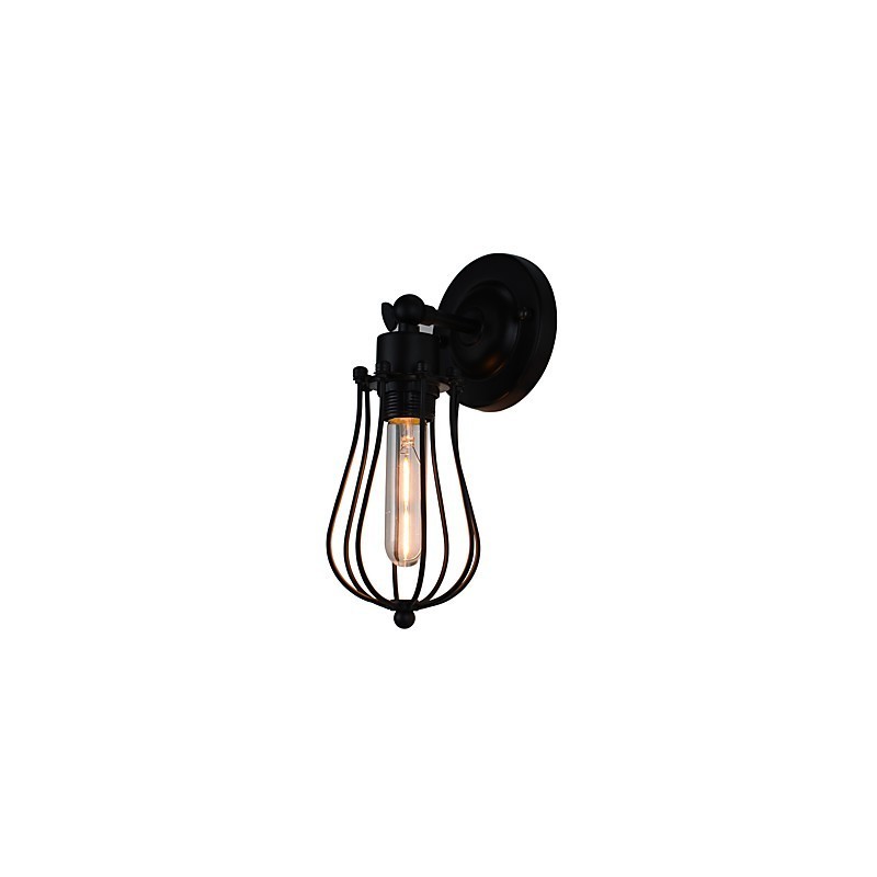 Lámpara de pared de acero pintado, estilo café americano negro, estilo retro, con sable de luz.