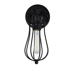 Lámpara de pared de acero pintado, estilo café americano negro, estilo retro, con sable de luz.